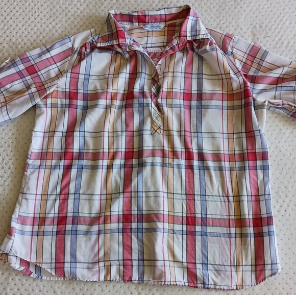 Vintage 80s Miss fashionality cute button-up plaid cottage-core blouse - Picture 5 of 11